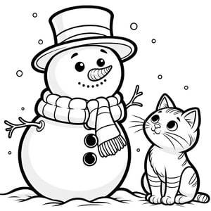 Bonhomme de neige et un chat