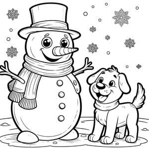 Bonhomme de neige et un chien