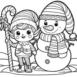 Bonhomme de neige et lutin de Noël