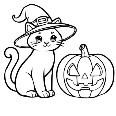 Chat et citrouille d'Halloween