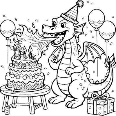 Dragon qui célèbre un anniversaire