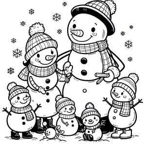 Famille de bonhomme de neige