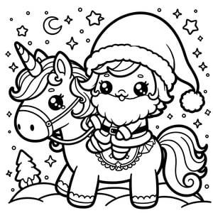 La licorne du Père Noël Kawaii