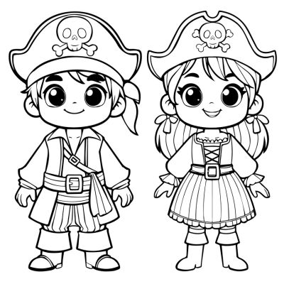 La petite fille et le petit garçon pirates