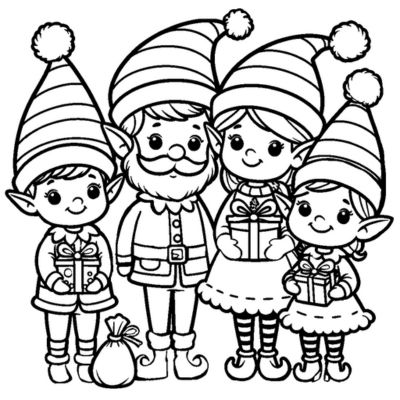 Coloriage de Lutin de Noël simples à imprimer (PDF gratuit) - Lilocolors