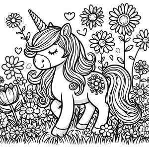 licorne dans les fleurs