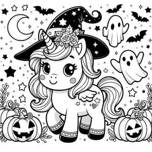 licorne halloween avec citrouille