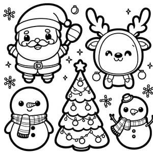 Personnages de Noël Kawaii