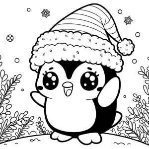 Pingouin de Noël Kawaii