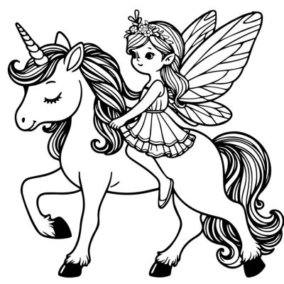 Une fée sur sa licorne